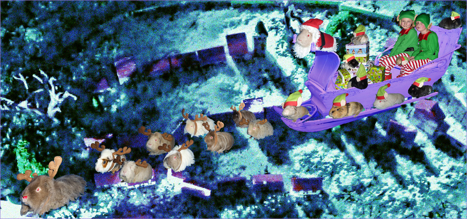 santa and his super sleigh glide across the winter's dawn